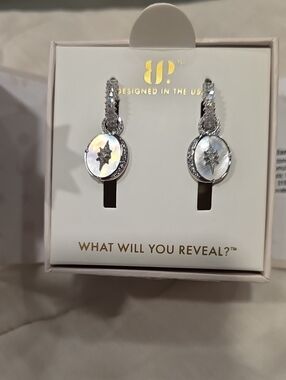 Mother-of-Pearl Starburst Drop Earrings - Silver Tone by JP